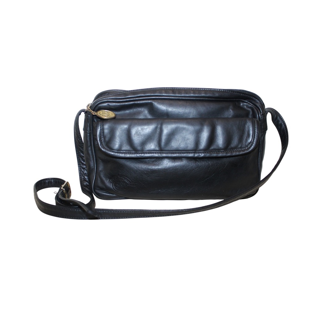 Stone Mountain Crossbody Bag Women Medium Black Vintage Leather USA